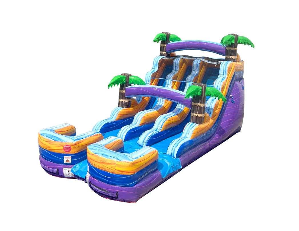 16-foot Sunset Surf dual-lane inflatable water slide from Wow Inflatables